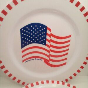 Melamine Ware America The Beautiful Plates Lot of 4 Flag 10" Patriotic July 4th